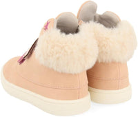Anagry Stivaletto Rosa con Strappi Glitterati e Peluche Sul Retro