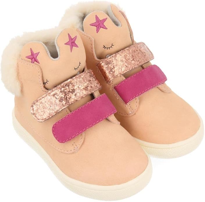 Anagry Stivaletto Rosa con Strappi Glitterati e Peluche Sul Retro