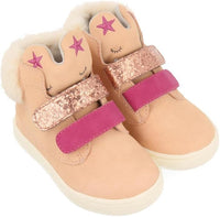 Anagry Stivaletto Rosa con Strappi Glitterati e Peluche Sul Retro