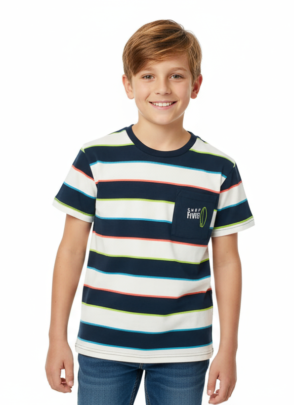 Maglietta jersey a righe per ragazzo -BCI