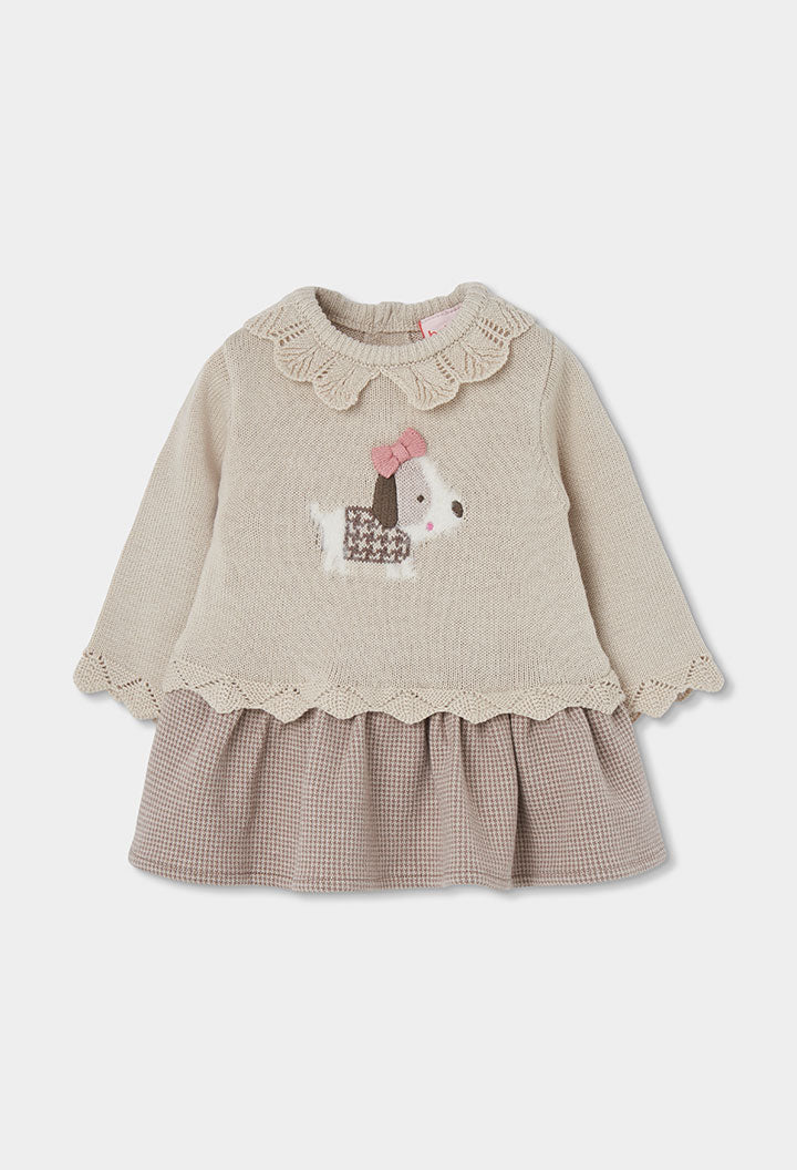 Vestito Maglieria Combinato Neonata Crema Boboli