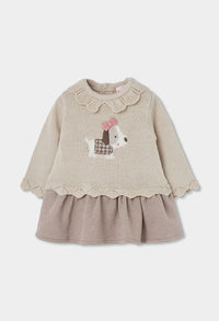 Vestito Maglieria Combinato Neonata Crema Boboli