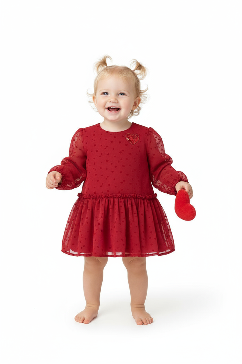 Vestito garza cuori per bimba