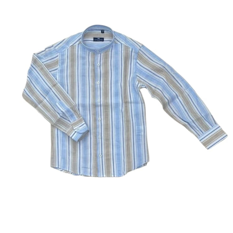 Camicia a Righe Beige e Azzurro Bambino Manuell & Frank