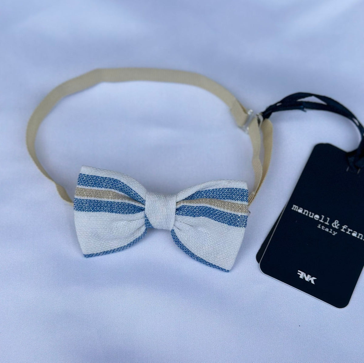 Papillon Coordinabile a Righe Azzurro e Beige New Born Manuell & Frank