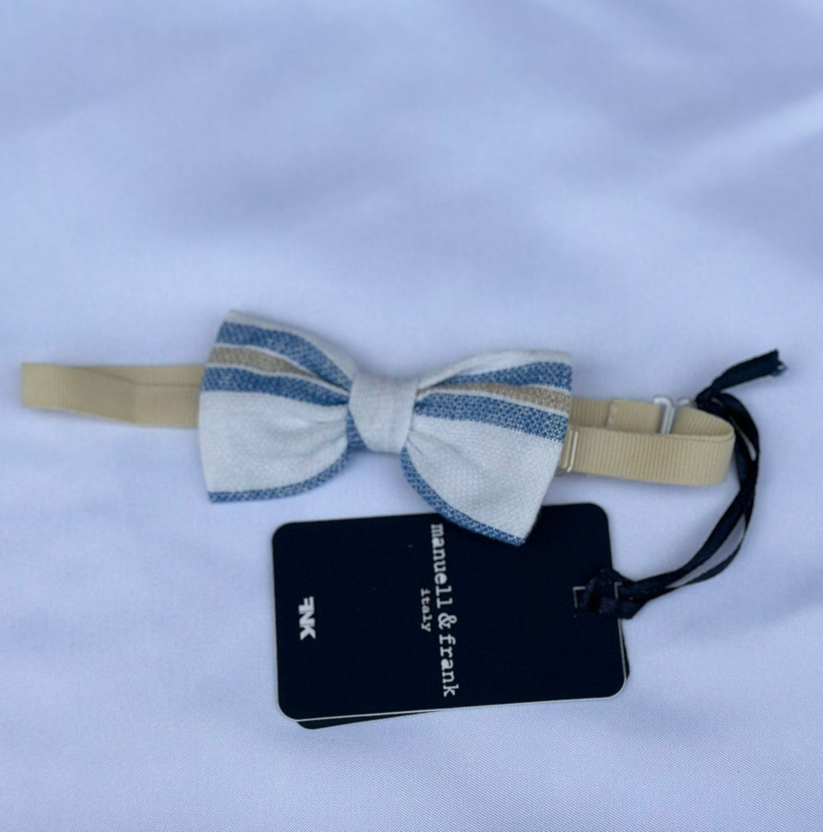 Papillon Coordinabile a Righe Azzurro e Beige New Born Manuell & Frank