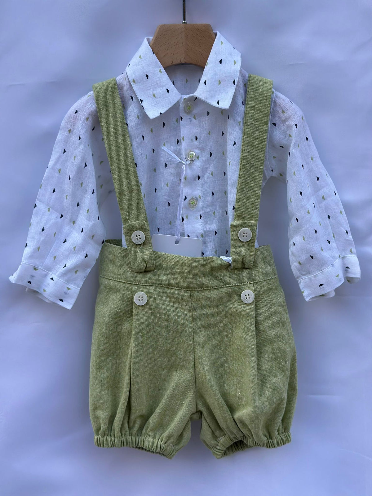 Camicia/body New Born Fantasia Rombo Blu e Verde Manuell & Frank - Neonato