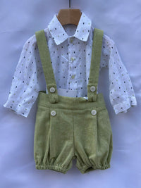 Camicia/body New Born Fantasia Rombo Blu e Verde Manuell & Frank - Neonato