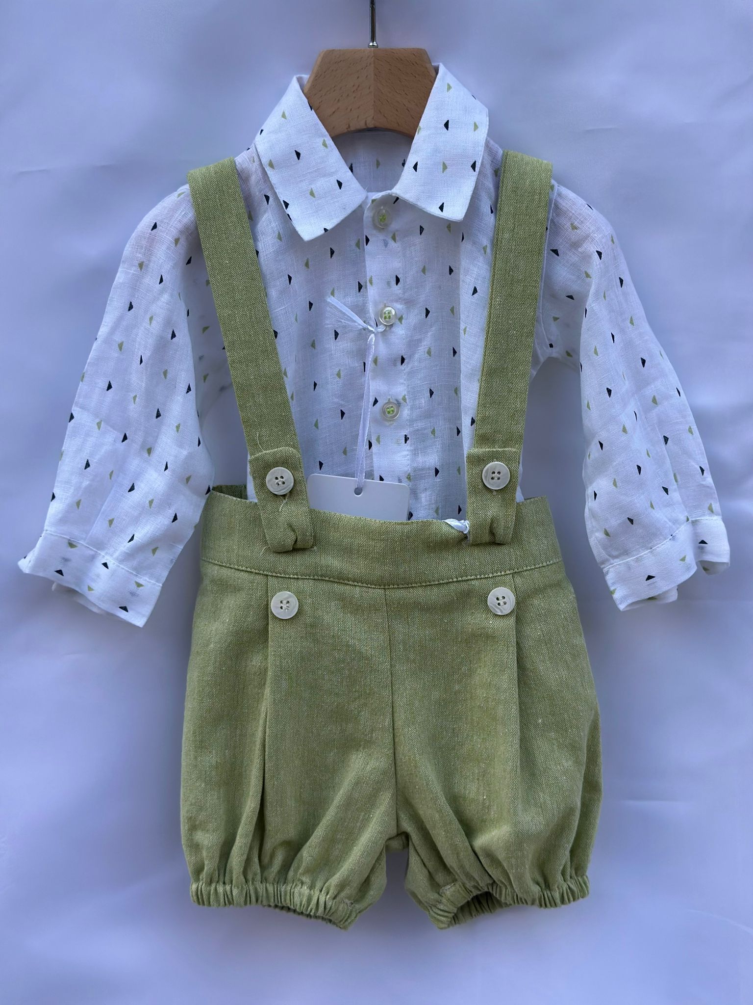 Pagliaccetto con Bretelle Verde New Born Manuell & Frank - Neonato