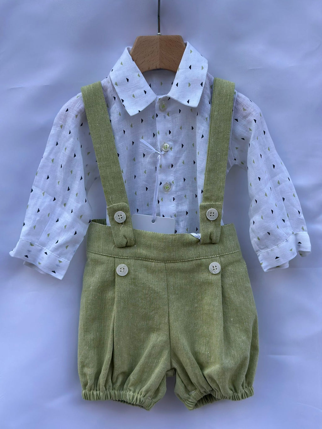 Camicia/body New Born Fantasia Rombo Blu e Verde Manuell & Frank - Neonato