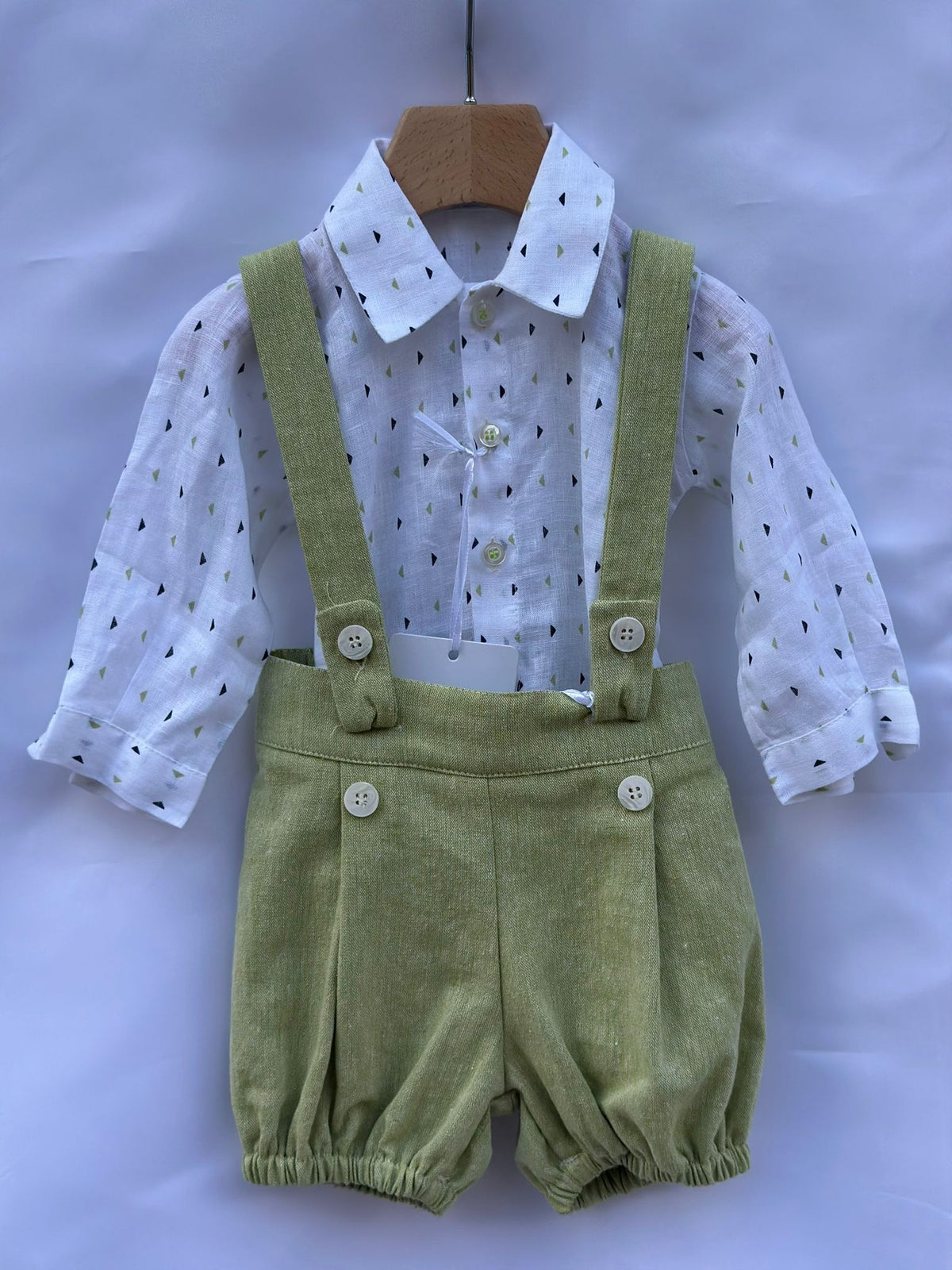 Camicia/body New Born Fantasia Rombo Blu e Verde Manuell & Frank - Neonato