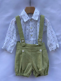 Camicia/body New Born Fantasia Rombo Blu e Verde Manuell & Frank - Neonato
