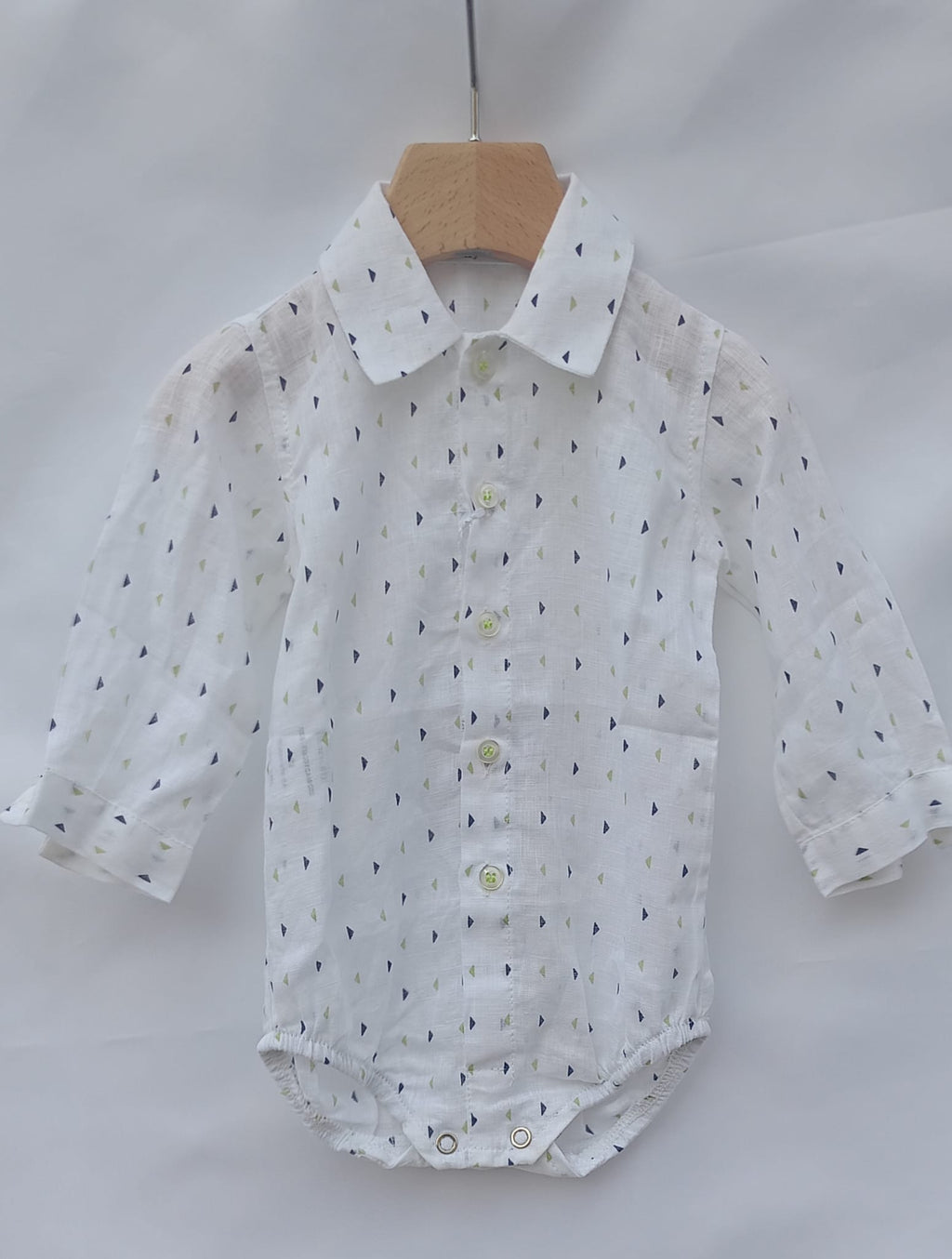 Camicia/body New Born Fantasia Rombo Blu e Verde Manuell & Frank - Neonato