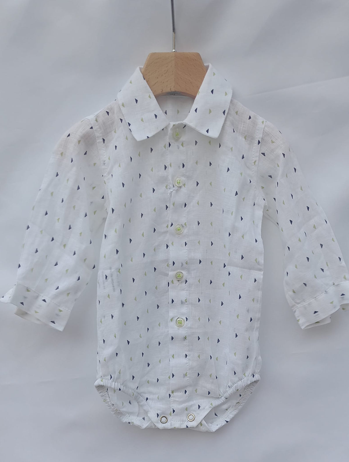 Camicia/body New Born Fantasia Rombo Blu e Verde Manuell & Frank - Neonato
