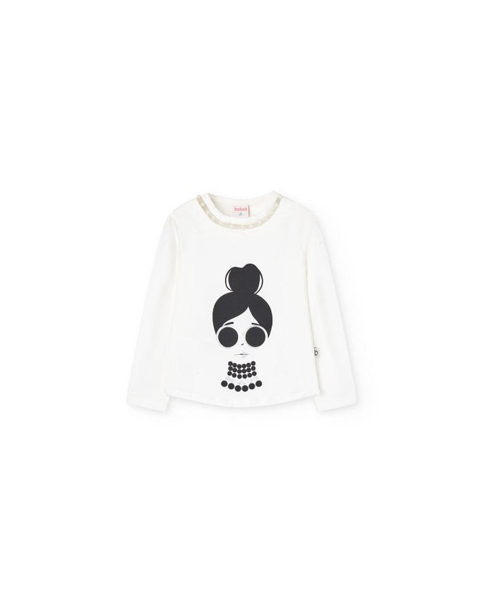 T-SHIRT MANICA LUNGA CON PERLE BOBOLI RAGAZZA