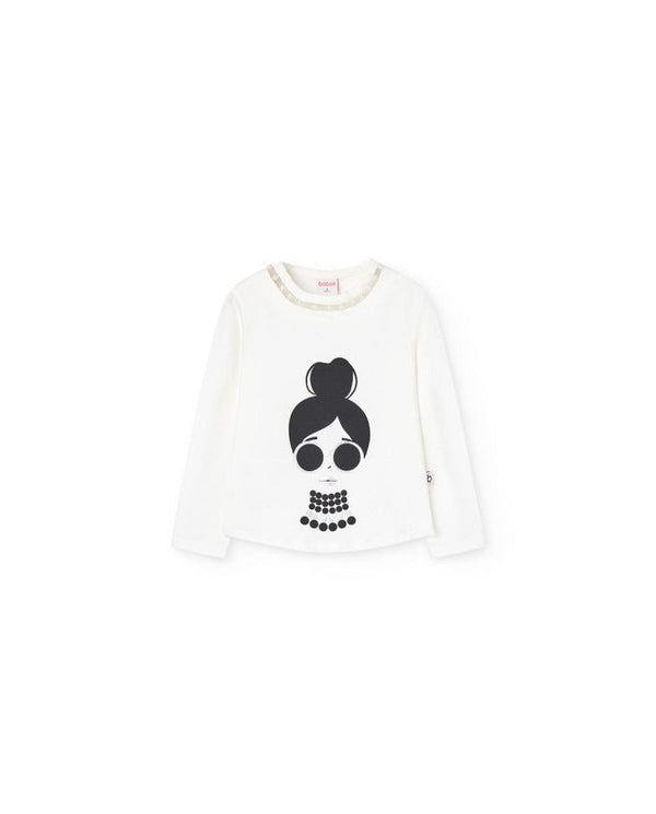 T-shirt Manica Lunga con Perle Boboli Ragazza