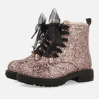 Surany Stivaletto Glitterato con Cerniera e Lacci in Tulle
