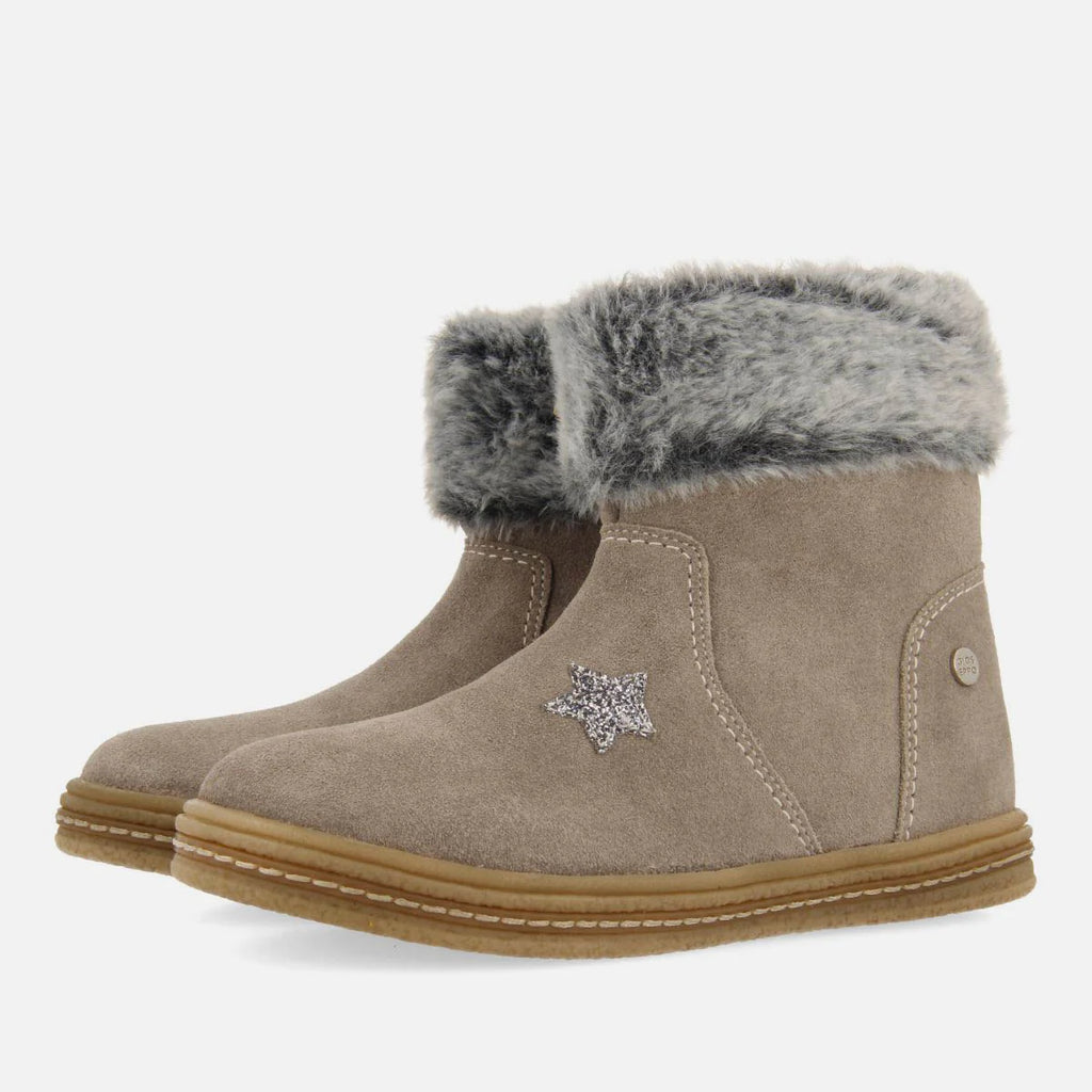 Aside Stivaletto Grigio con Eco-pelliccia Sul Bordo