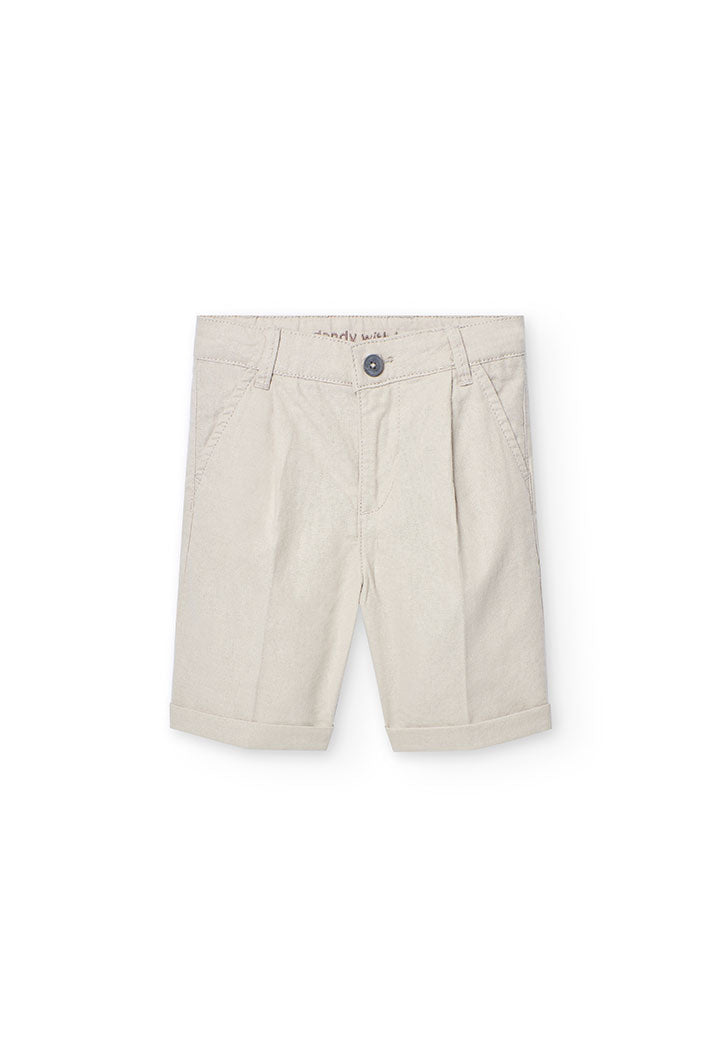 Bermuda di Lino per Bambino e Ragazzo in Colore Beige Boboli