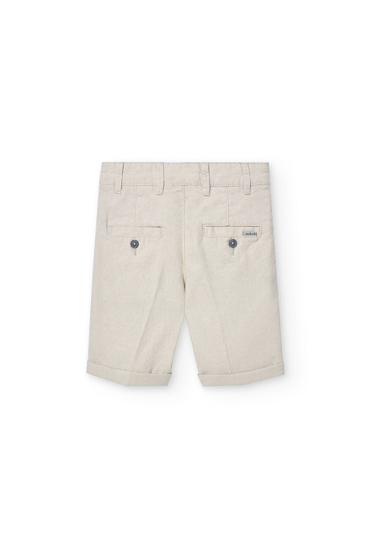 Bermuda di Lino per Bambino e Ragazzo in Colore Beige Boboli