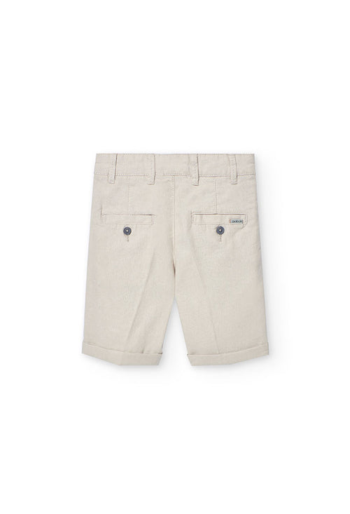 Bermuda di Lino per Bambino e Ragazzo in Colore Beige Boboli