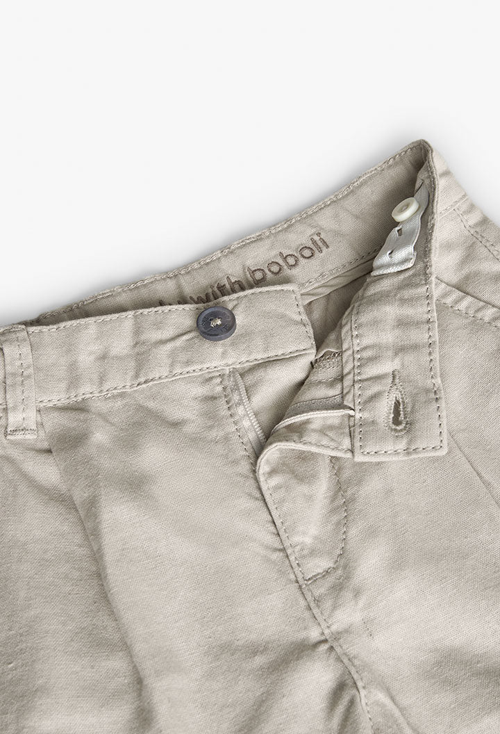 Bermuda di Lino per Bambino e Ragazzo in Colore Beige Boboli
