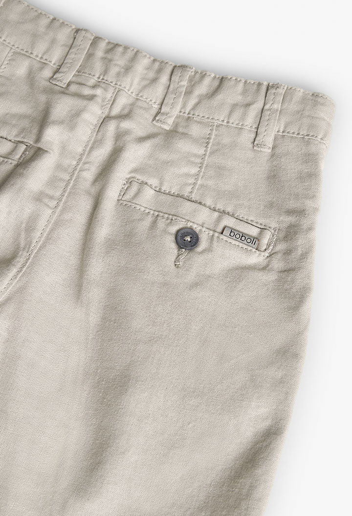 Bermuda di Lino per Bambino e Ragazzo in Colore Beige Boboli