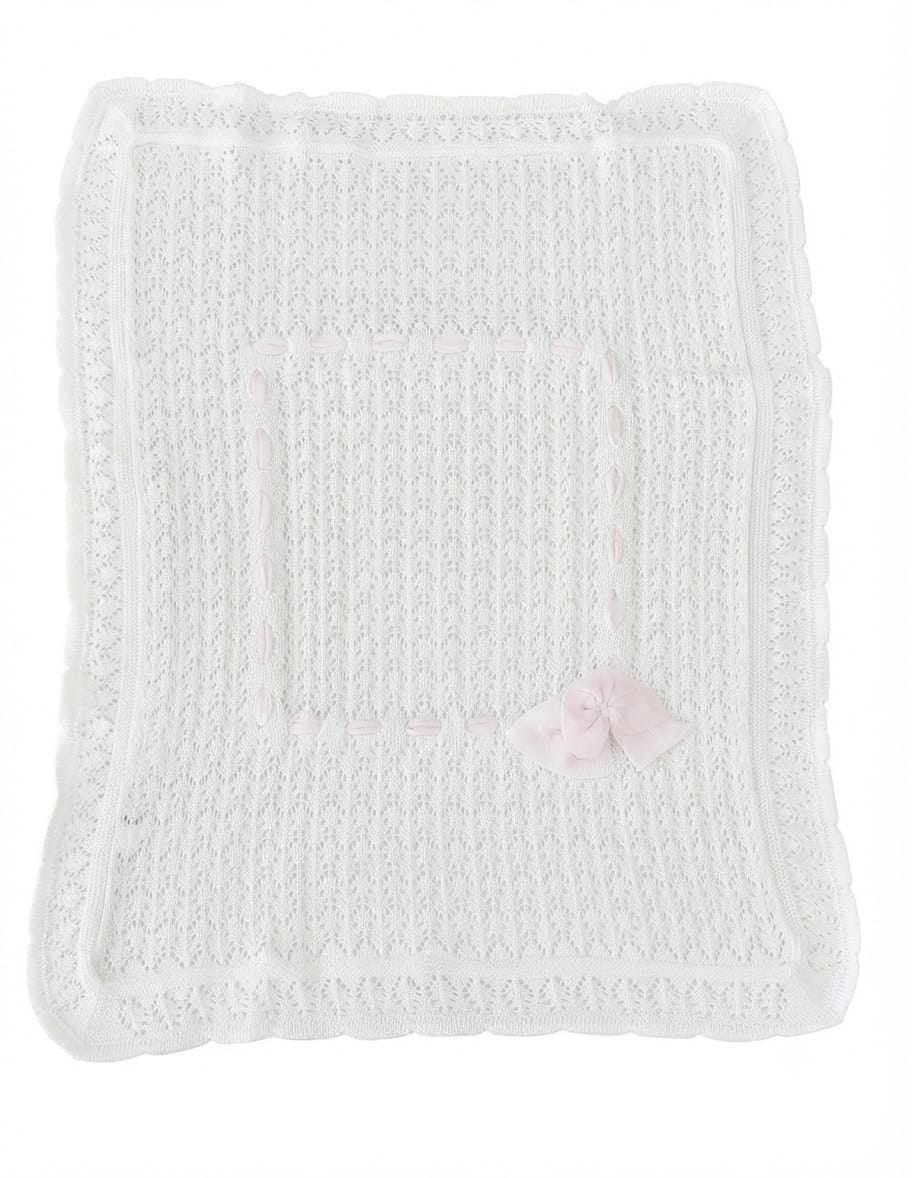 Coperta Culla Bianco-rosa in Filo Pappa & Latte - Neonata