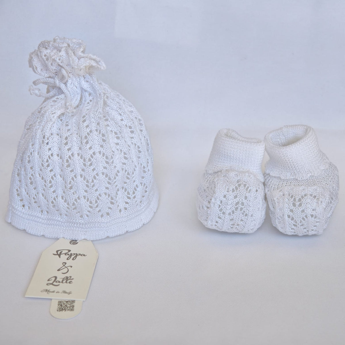 Set Cappellino + Scarpette in Filo Pappa & Latte - Neonata