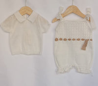 Pagliaccetto Scamiciato + T-shirt Filo Pappa & Latte - Neonata
