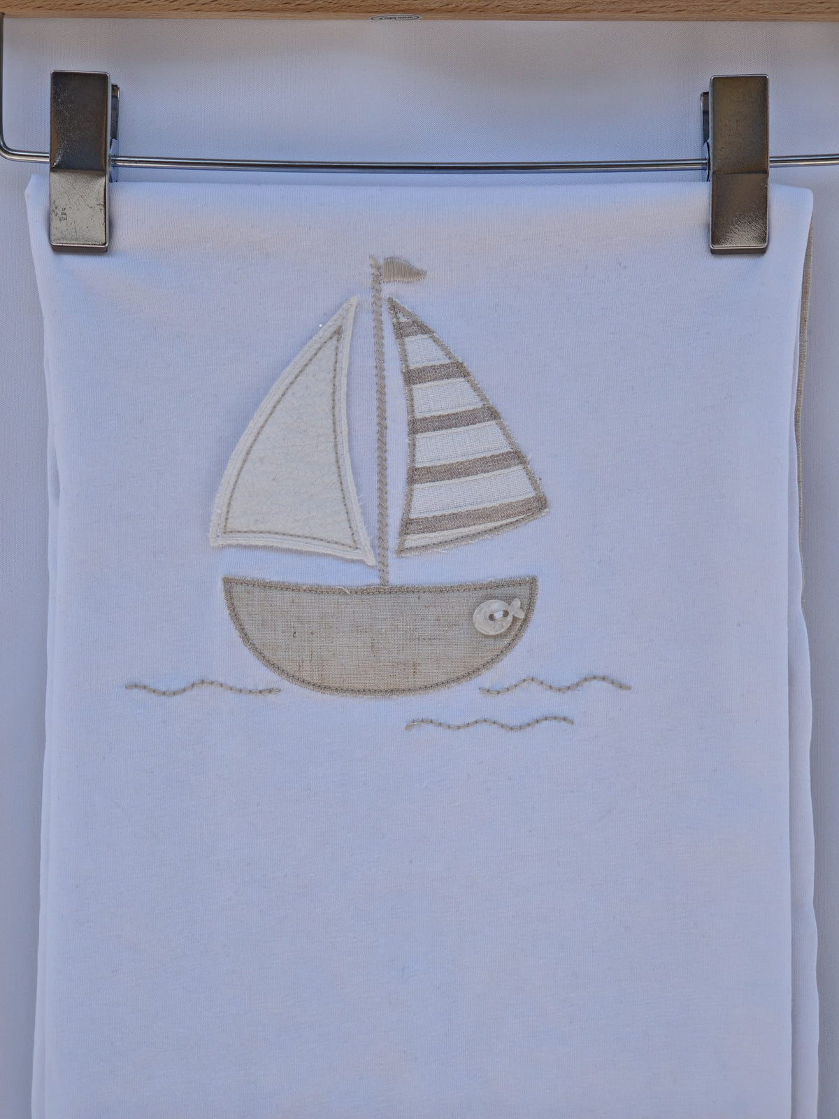 Copertina Jersey Bianca e Beige Barchetta Lalalu' - Neonato