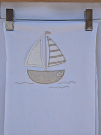 Copertina Jersey Bianca e Beige Barchetta Lalalu' - Neonato