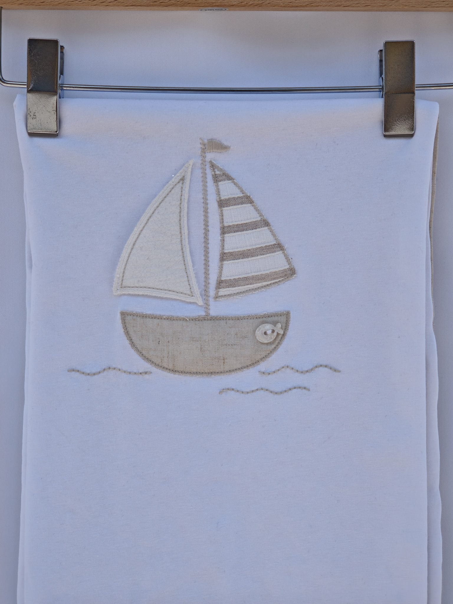 Copertina Jersey Bianca e Beige Barchetta Lalalu' - Neonato