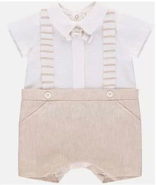 Pagliaccetto Neonato Elegante Bianco Beige Lalalu'