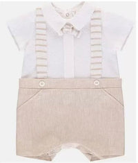 Pagliaccetto Neonato Elegante Bianco Beige Lalalu'