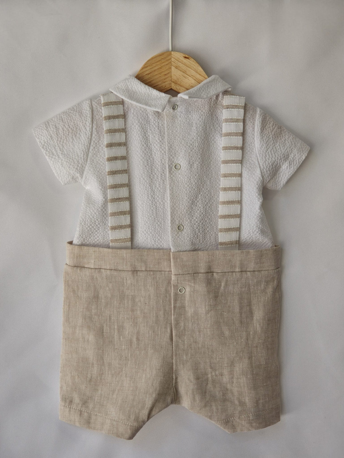 Pagliaccetto Neonato Elegante Bianco Beige Lalalu'