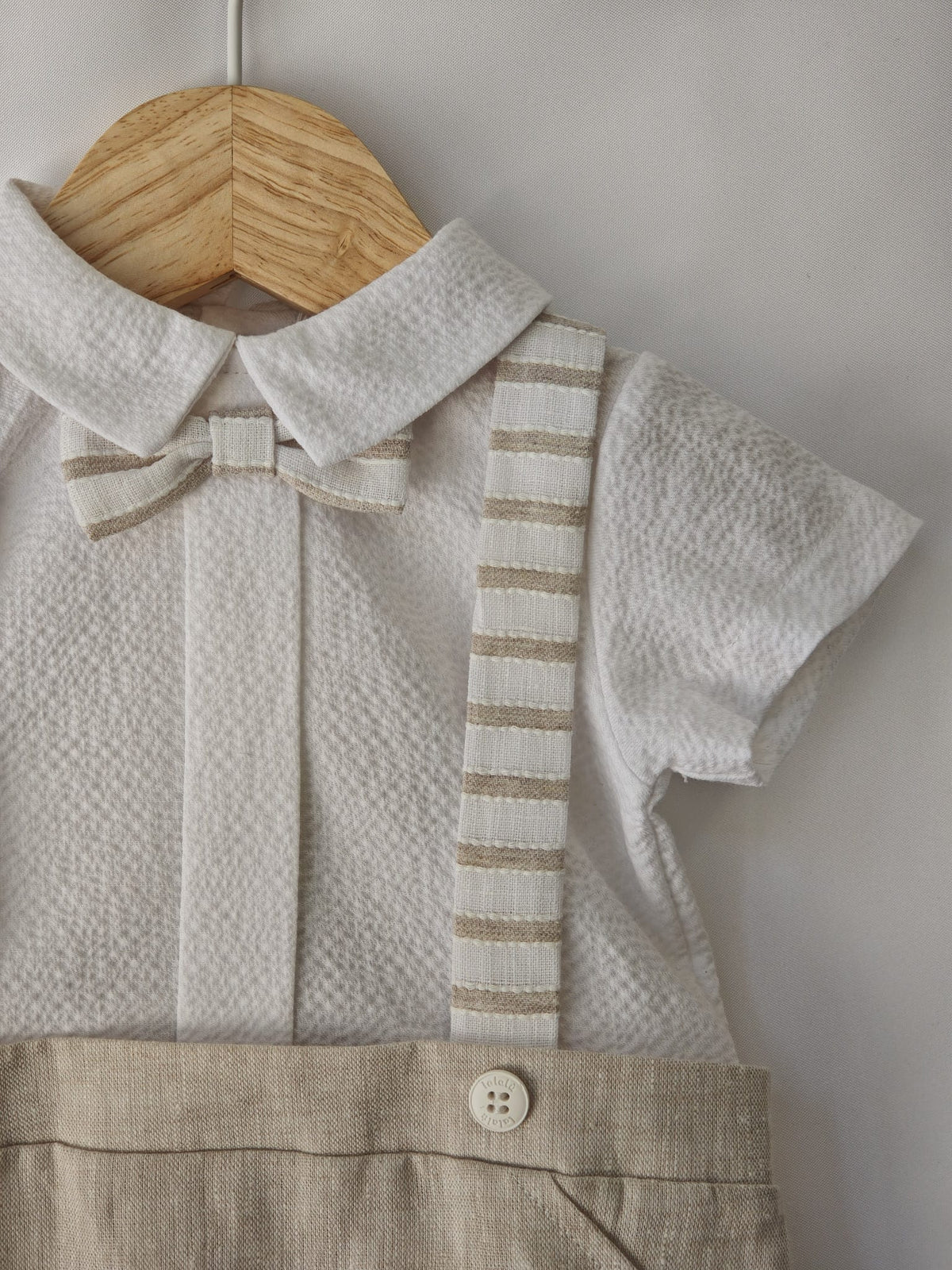 Pagliaccetto Neonato Elegante Bianco Beige Lalalu'