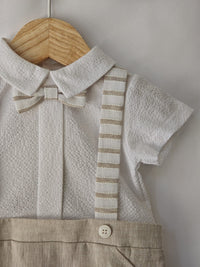 Pagliaccetto Neonato Elegante Bianco Beige Lalalu'