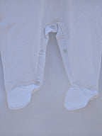 Tutina Jersey+seersucker Bianca e Beige Cotone Lalalu' - Neonato
