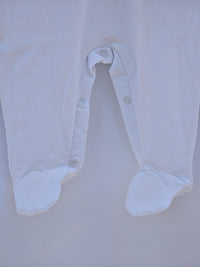 Tutina Jersey+seersucker Bianca e Beige Cotone Lalalu' - Neonato