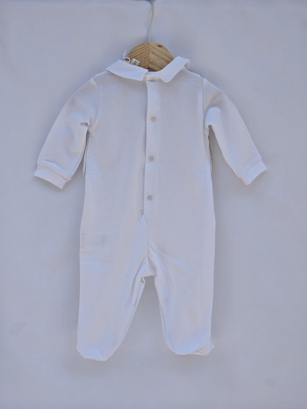 Tutina Jersey+seersucker Bianca e Beige Cotone Lalalu' - Neonato