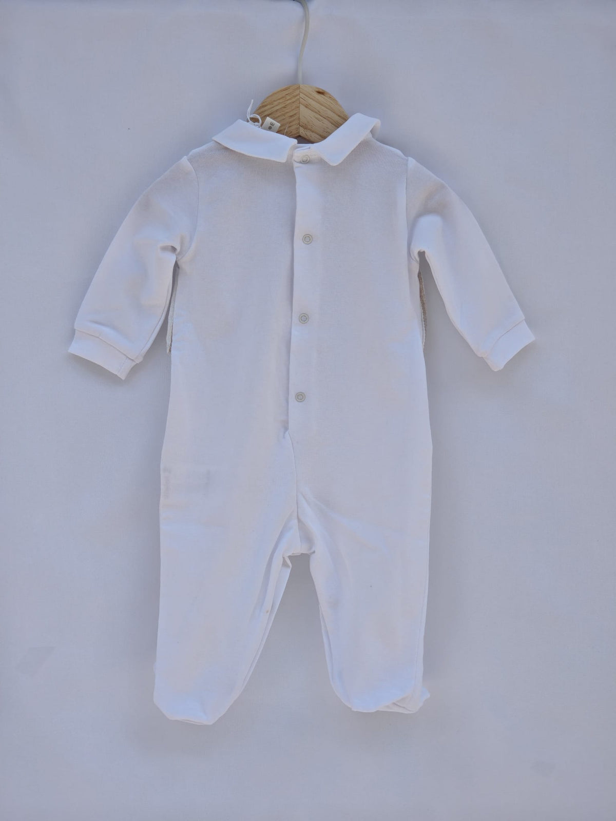 Tutina Jersey+seersucker Bianca e Beige Cotone Lalalu' - Neonato
