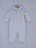 Tutina Jersey+seersucker Bianca e Beige Cotone Lalalu' - Neonato