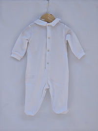 Tutina Jersey+seersucker Bianca e Beige Cotone Lalalu' - Neonato