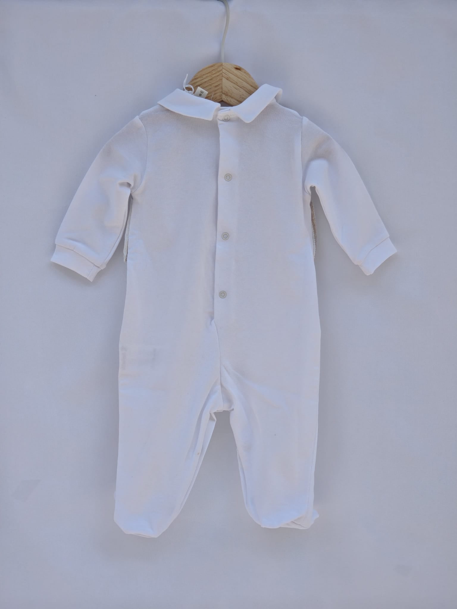 Tutina Jersey+seersucker Bianca e Beige Cotone Lalalu' - Neonato
