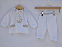 Completo clinica jersey COTONE BIANCO E BEIGE - Neonati