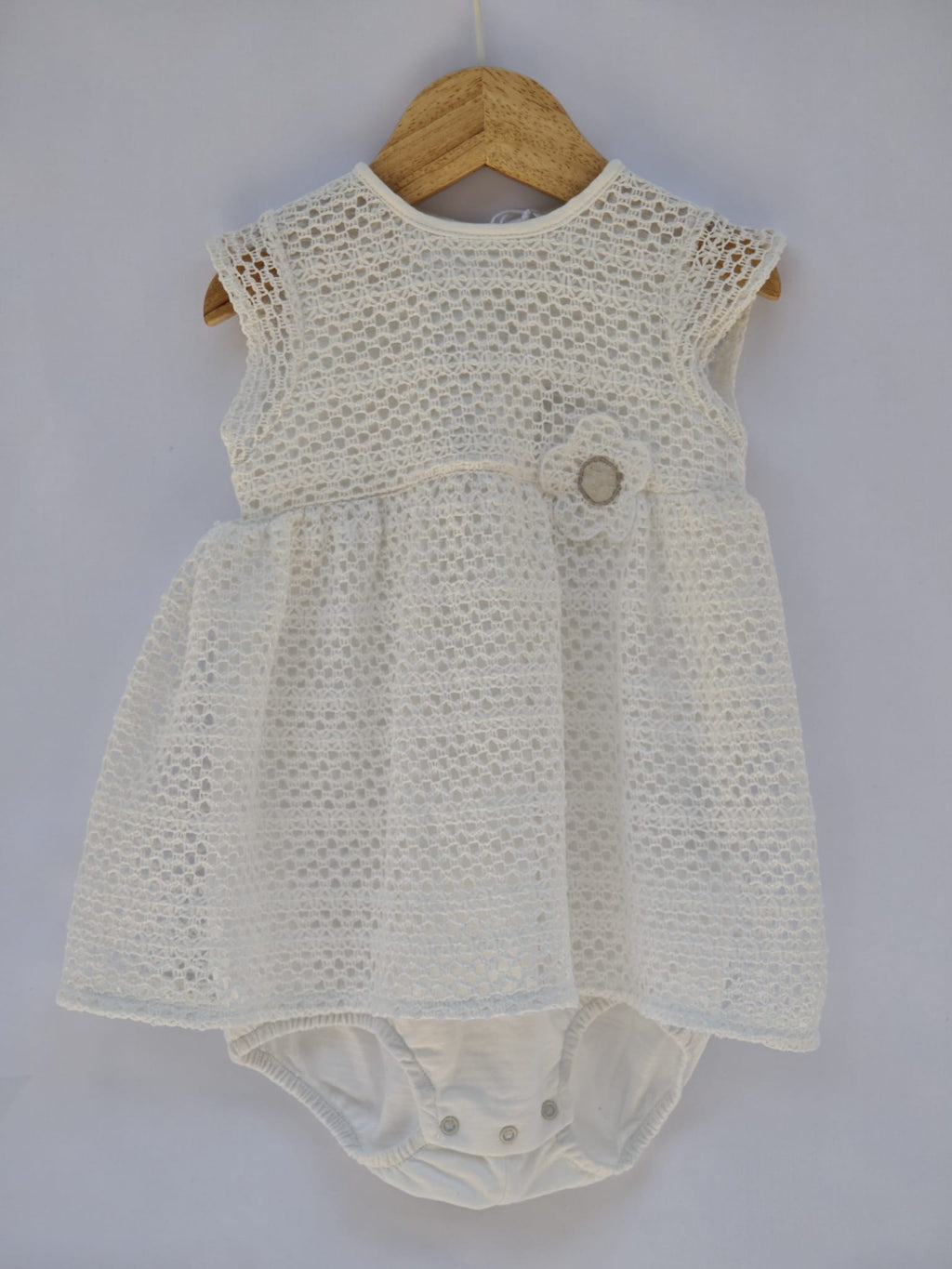 Pagliaccetto Vestitino Neonata Bianco Lalalu'