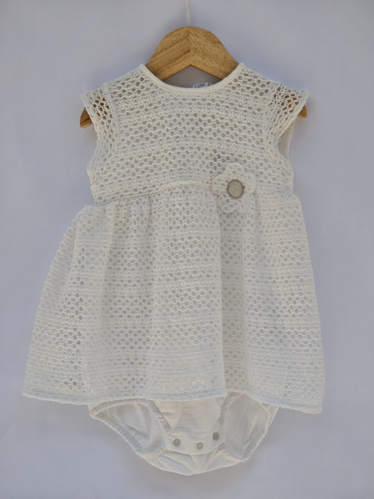 Pagliaccetto Vestitino Neonata Bianco Lalalu'