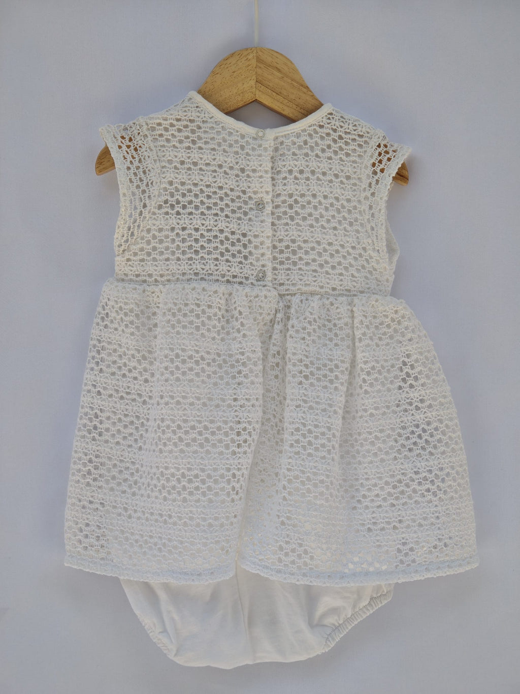 Pagliaccetto Vestitino Neonata Bianco Lalalu'