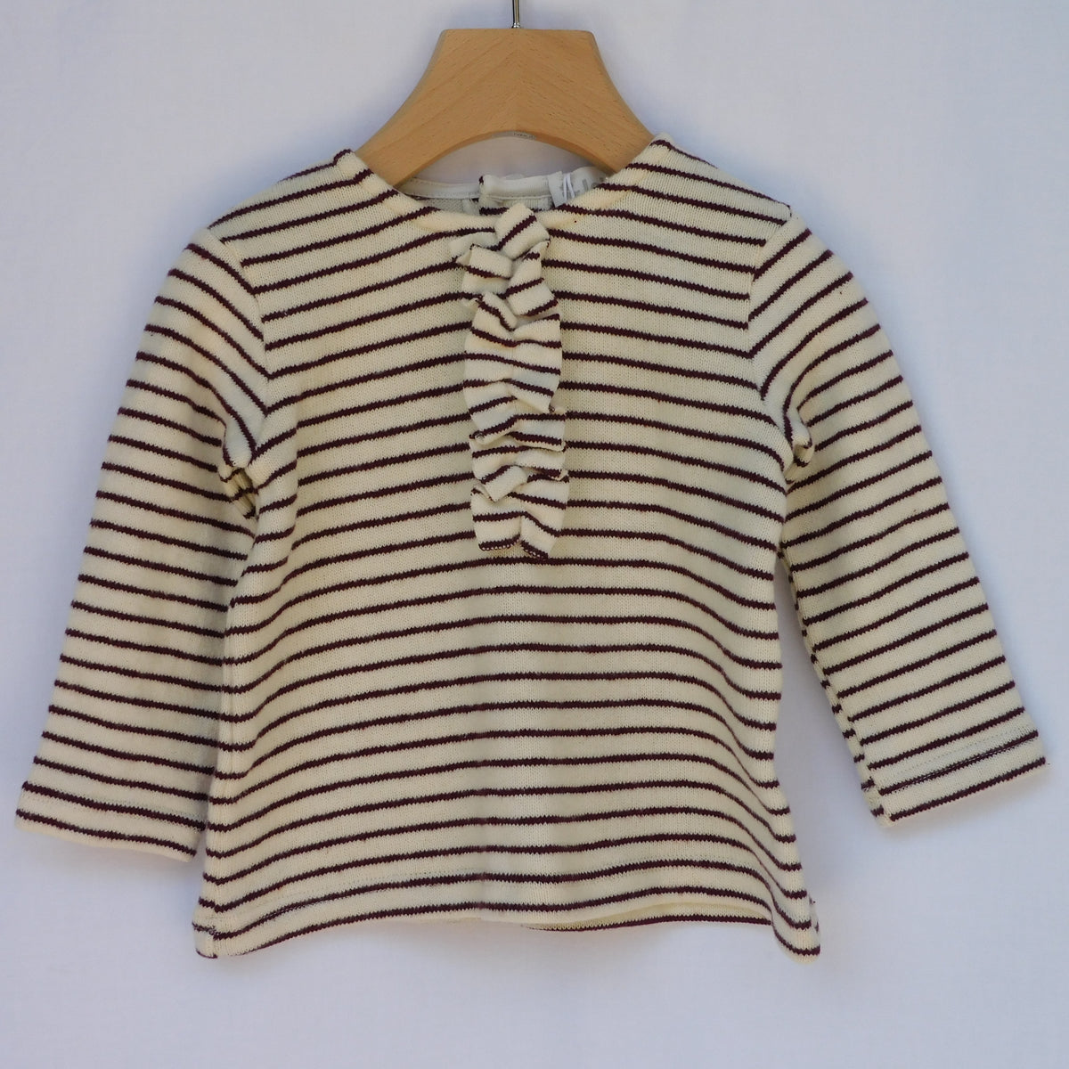 Completo Maglia a Righe e Pantalone in Velluto Neonata Bordeaux Lalalù